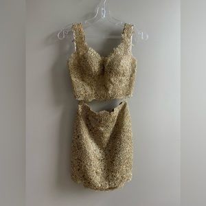 Sherri Hill Gold 2 piece shorty style 51522